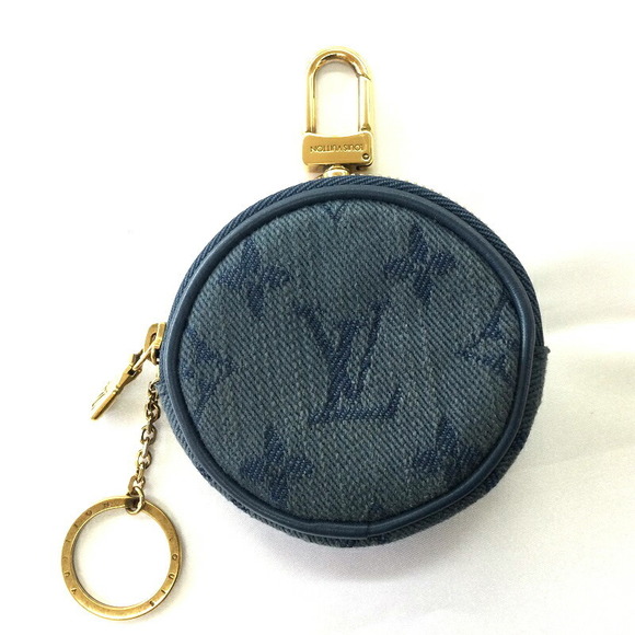Louis Vuitton Case Keychain Bag Navy Denim Pouch Blue Charm - Picture 1 of 9